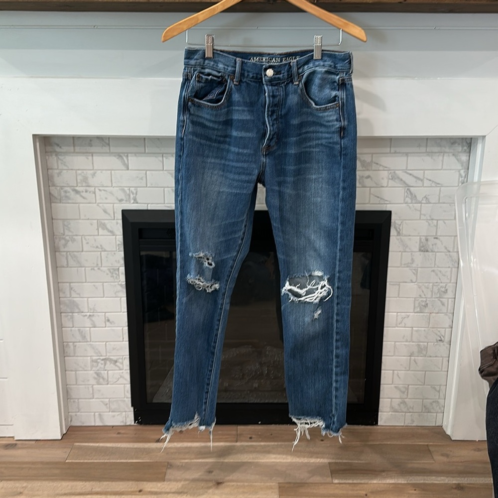 American Eagle Outfitters Blue Denim Jeans hi rise girlfriend 2 for $20